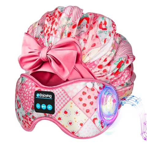 SeSe Code Bluetooth 3-in-1 Satin Sleep Bonnet with Wireless Audio Built into Eye Mask, Adjustable Design for Sleep, Daily Use and Travel