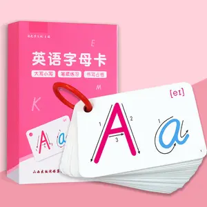 English Alphabet Cards,Elementary School Children Learn English Capital Lowercase Handwriting Cognitive Cards,26 A-Z Letters&Words Flashcards Set,Learning Alphabetical Letters Cards