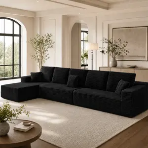 164'' Oversized Cloud boneless Couch for Living Room, L-Shape Corduroy Sectional Sofa with Deep Seating & Left Chaise, No Assembly Required Modular Boneless Sofa, Cozy Comfy Couch for Apartment, Modern Furniture for Small Spaces l-shaped