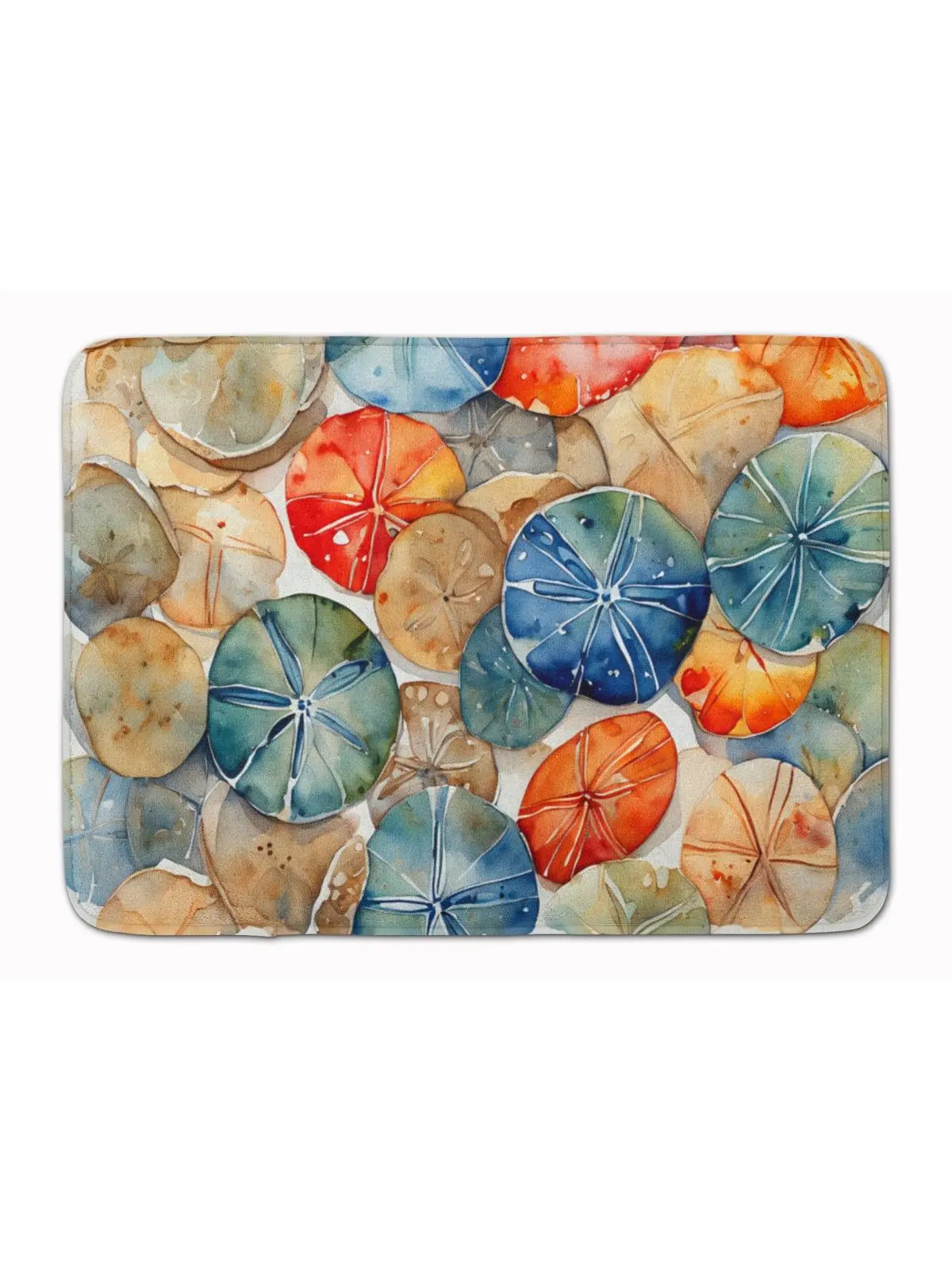 Carolines Treasures DAC2820RUG Full-Cushion Memory Foam Kitchen Rug, 0.25" h x 19" w x 27" l, Nautical Aesthetic Sand Dollars Design, Machine Washable, Ideal for Kitchen/Bath, Alternative Artistic Animal & Nature-Themed Rug, Wedding & Housewarming Gift