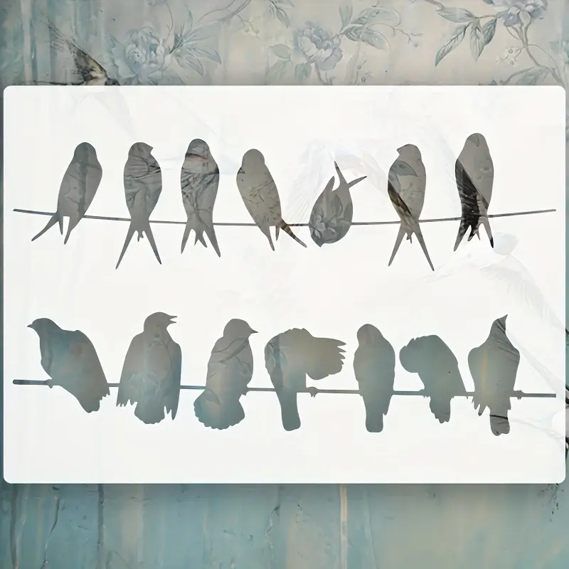 Reusable Bird Wire Template, 11.26x8.27 Inches, Plastic Material, Cream Color, Ideal for Wall, Fabric, Wood, Furniture, Crafts, DIY Projects