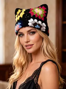 Handmade Y2K Punk Gothic Knit Hat, Outdoor Street Bohemian Style, Unisex Autumn Winter Wear, Perfect for Casual, Hat Beanie