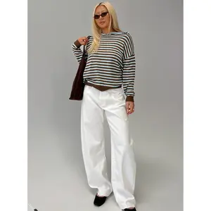 Kaio Mid Rise Barrel Leg Denim Jeans White