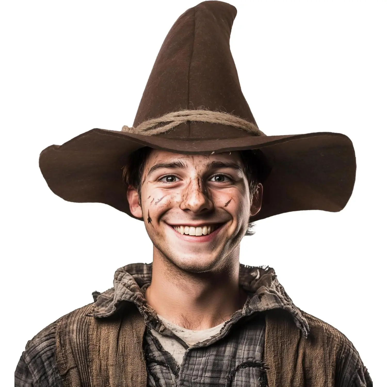 Wizard Felt Hat Witch Sorcerer Hats Adult Costume Scarecrow Accessory for Halloween