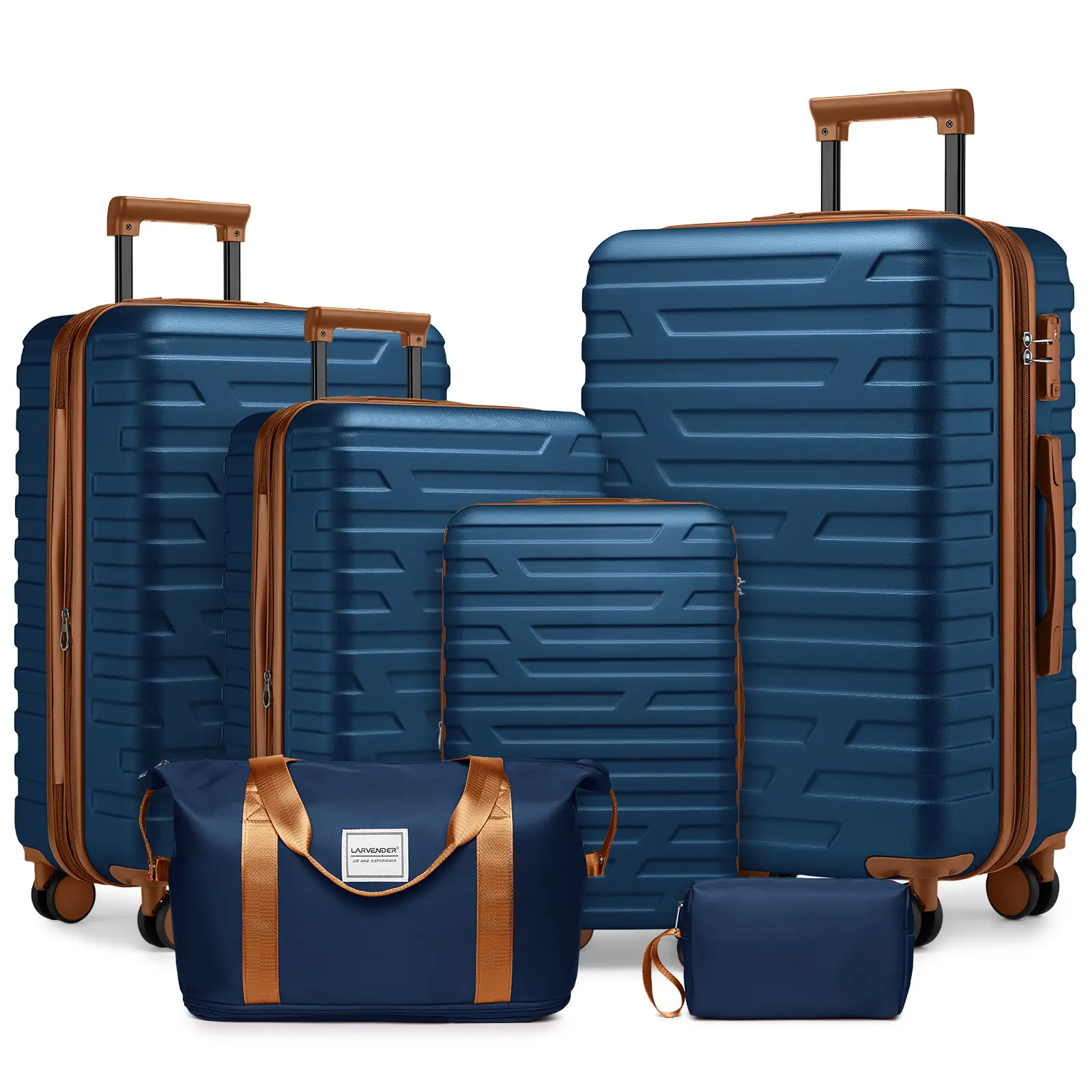 6-Piece Hardside Expandable Luggage Set,Luggage Sets,with Spinner Wheels and Duffel Bags,Stylish TSA Lock Luggage Set,Navy Blue, Rose Red Multifunctional Unisex Carry-On Suitcase travel trolley check airline-approved modern family use lightweight