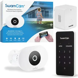 SwamCam Pool Alarm Wi-Fi Camera System – ASTM F2208 Certified – Smart Pool Safety System for Inground & Above Ground Pools – Real-Time Alerts, Live View, Without Wi-Fi Repeater