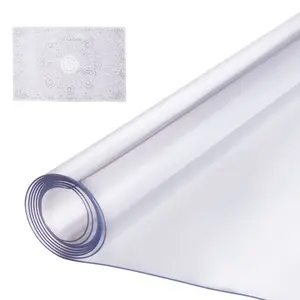 VEVOR Plastic Table Cover, 48x 48 Inch 1.5 mm Thick Clear Table Protector, Square PVC Desk Mat, Waterproof Easy Cleaning Desk Pad Tablecloth, for Office Dresser Dining Room Table Night Stand