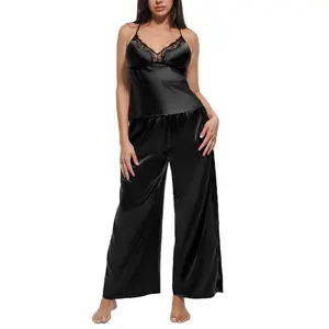 Shapellx Bare Essentials Satin Lace Pajama Set Creator