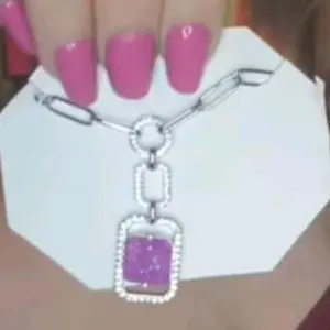 Mystery Reveals Original Necklace with Purple Sparkling Charm and Chain Design ️