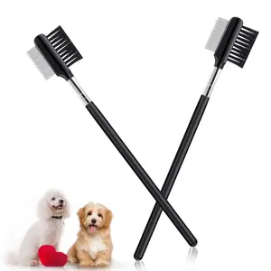 Dog Eye Comb Tear Stain Remover Comb, 2 Pcs Double-Head Tear Stain Comb for Small Dogs, Metal Eye Booger Remover for Dogs, Puppy Cat Grooming Comb for Removing Crust Mucus and Flea