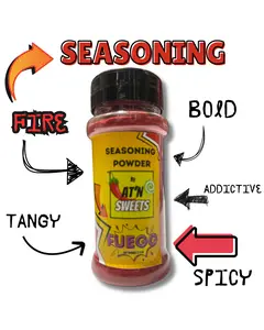 LAT'N SWEETS Fire & Tangy Seasoning Powder 2.4 oz - Bold Spicy Tangy Flavor for Fruit Chips Popcorn & Snacks