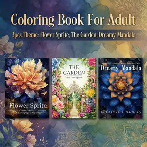 Adult Coloring Books Set of Three Saddle Stitched Double Sided Coloring Beautiful Patterns Flower Sprite Dreamy Mandala Floral Themes Floral World Mandala Garden Themed Perfect Gift Idea for Relaxation and Creativity Coloring Books for Adult
