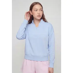 Kiss Dont Tell - Women's Quarter-Zip Mock Neck Pullover Sweatshirt, Long Sleeve Shirt, Athleisure Wear, Polyester Blend Fabric, True Size, Zipper Front Sports Top for Outdoor Activities