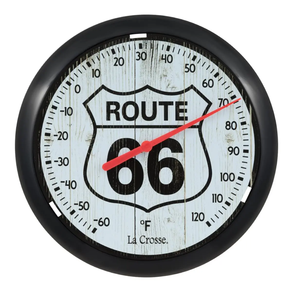 Lacrosse 104-108-R66 8 in. Resin Route Thermometer for Decks, Garden Use, Wall Mount, Easy to Read Dial, 2-Degree Increments, Accurate Temperature Readings, Complements Most Exterior Decorating Styles