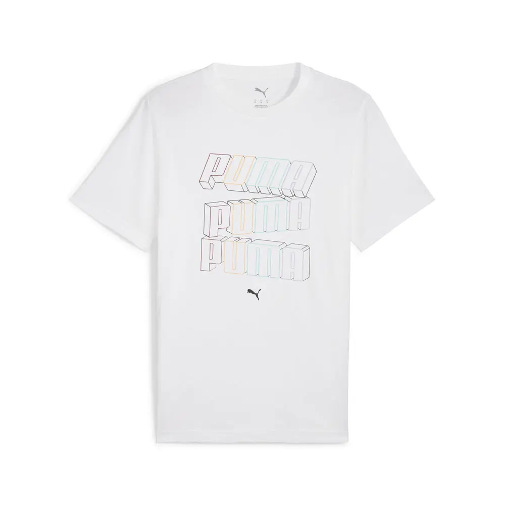 PUMA Mens Essentials Stacked Logo Crew Neck Short Sleeve Casual Tops Casual - White PUMA Mens Essentials Stacked Logo Crew Neck Short Sleeve Casual Tops Casual - White