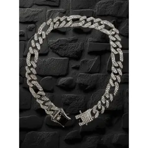 Silver Studded Figaro Link Chain - Item #: 027