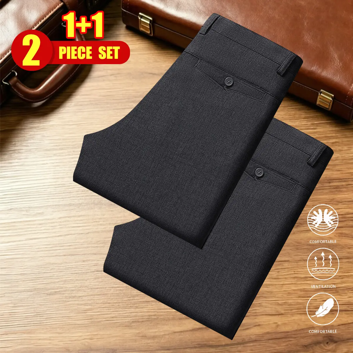 2-pack 2026 new men’s classic stretch dress pants—casual, versatile everyday trousers suitable for office work, weddings, festive banquets, and high-end occasions. Multifunctional design with a slim fit that makes you look very stylish, ideal for graduati