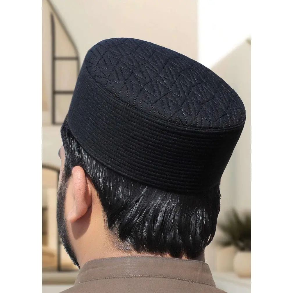 Men's Chevron Quilted Kufi – Structured Prayer Cap