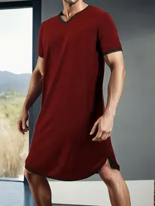 Men's Sleepwear Short Sleeve Round Neck Loose Fit Breathable Soft Fabric Comfortable Casual Homewear for Spring Summer Fall Winter