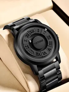 Men's Quartz Watch Pintime Technology Magnetic Levitation Fashion Waterproof Wristwatch, Trendy Student Hollow-Out Design, Modern Fashionable Wristwatch