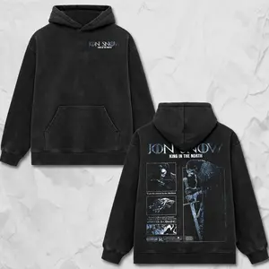 Retro Game of Thrones "King in the North" Jon Snow Graphic Oversize Acid Washed Cotton Hoodie, Sweatshirt, Tee - TV Series Movie Graphic Design Unisex Top Cotton Streetwear T-Shirt Clothes
