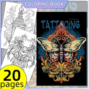 1PC Adult Artistic Creative Coloring Book with Tattoo Patterns, 20 Pages Single-Sided, DIY Drawing Gift, Stress Relief, Back-To-School
