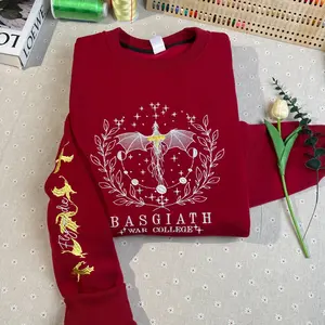 Fourth Wing Embroidered Sweatshirt, Custom Basgiath War College, Dragon Rider,Violet Sorrengail,Xaden Riorson,Riders Quadrant,Fantasy Reader