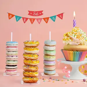Wedding Decoration Donut Stand, Rustic Style Dessert Display for Birthday Parties, Unique Donut Table Showcase, Cupcake Holder