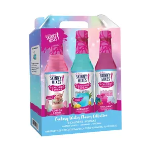 Jordan's Skinny Mixes Sugar Free Syrup Trio Sampler Pack – Mermaid, Unicorn & Cotton Candy, As Seen on Watertok, Drink Mix for Iced Tea, Lemonade & More, Zero Calorie, 12.6 Fl Oz Each (pack of 3)