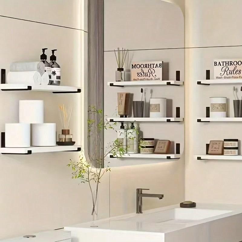 TAIMASI 5 Pieces Floating Shelves For Wall, 22in, Wall-Mounted, MDF Wood Room Decor, Rustic Wood Shelves For Bathroom, Living Room, Bedroom And Kitchen, Wall Shelves For Storage,Books,Room Decor