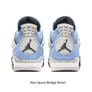 Light Blue Suede and Cement Grey Speckled Midsole Panel Mid-Top Retro Basketball Shoes
