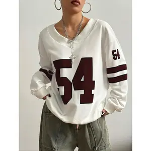 Women’s autumn–winter street-style color-block printed V-neck loose-fit pullover, casual and fashionable long-sleeve knit sweater GARMENTARY