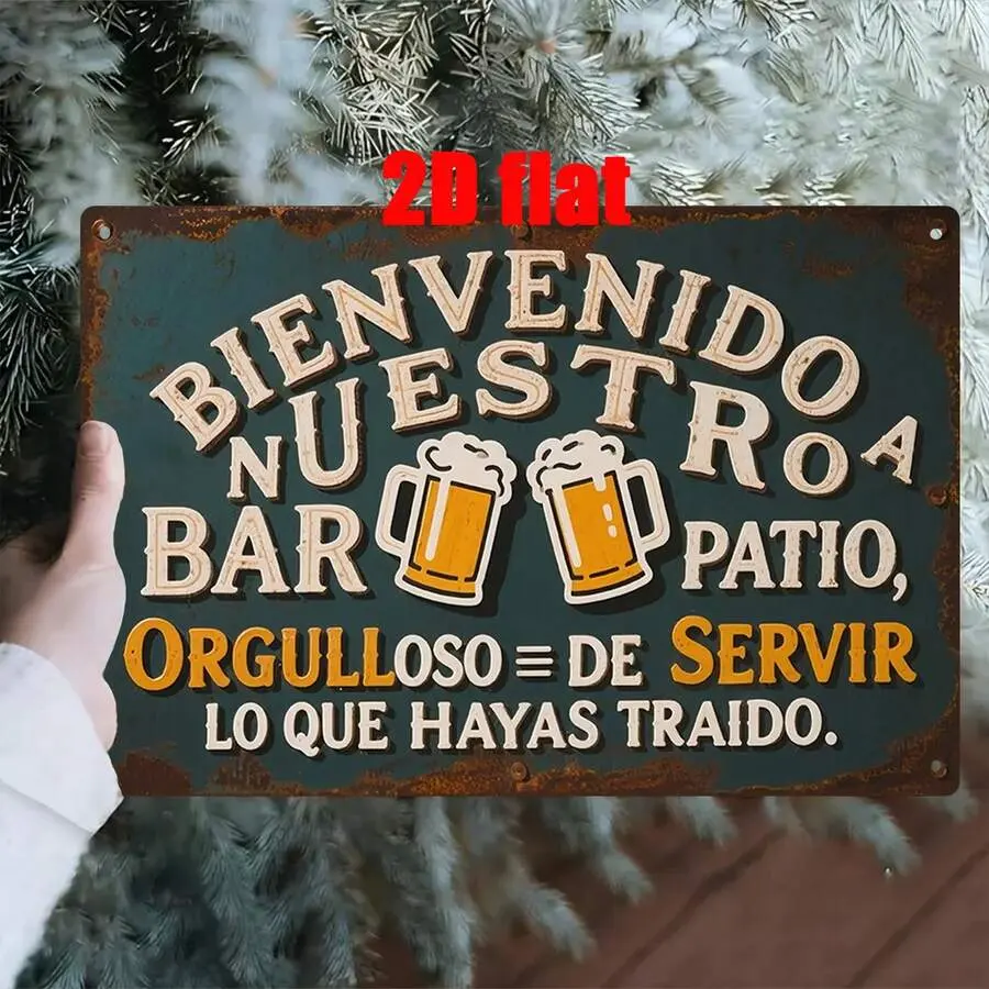 Vintage Spanish Style Lightweight Decorative Metal Tin Sign - 8x12 in Home Decor Item, Rustic Backyard Bar Wall Decor, Gift for Garden, Patio, Home Decor Items