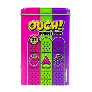 Ouch! Bubble Gum Tin – 21 Sticks (Retro Candy Classic) 2 PACK