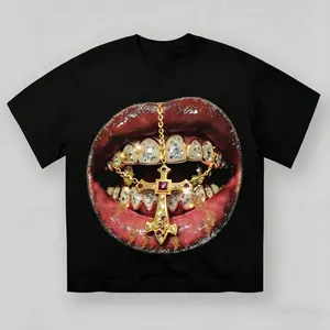 High Quality Gold Cross Diamond Patch Checkered Printed Y2k Black T-shirt Classic Fashion Alternative Aesthetic Breathable Cotton