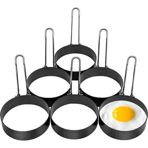 6 Pack Egg Ring, Stainless Steel Round Egg Cooking Rings Non-Stick Frying Egg Maker Molds