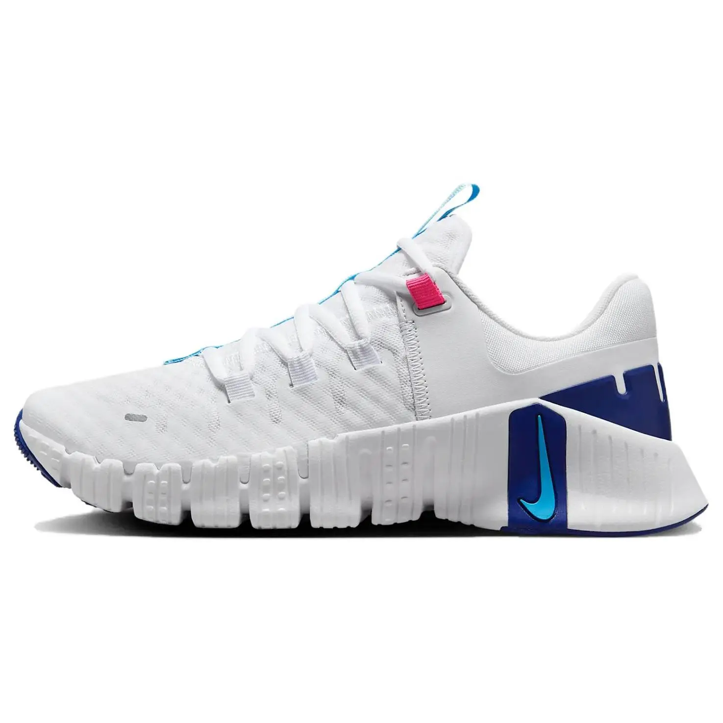 NIKE Women's Free Metcon 5 Workout Sneakers - White Aquarius Blue Gym Training Shoes, Training Sports Shoes for Fitness, Sports Training Shoes