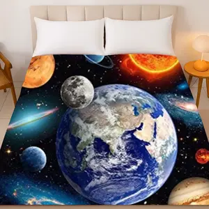 Solar Power Space Planets Plush Blanket – Ultra Soft Queen Size