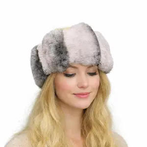 Luxury Faux Fur Winter Headband, Plush Head Wrap Ear Warmer, Cold Weather Fashion Accessory for Men and Women (Grey Chinchilla, Standard)