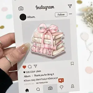 (Hot) Pink Book Stack Phone Grip Magsafe, Coquette Reader Kindle Grip, Cute Book Lover Phone Holder, MagSafe Compatible Grip Stand, Gift for Girls Boys