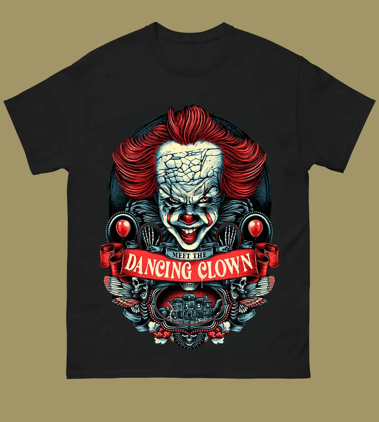 Meet The Dancing Clown Shirt, Pennywise IT Scary Clown T-Shirt, Creepy Horror Graphic Tee, Spooky Season Halloween Gift, Black Horror Film Apparel