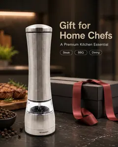 Kitchen/Dining Table Dual-Use Grinder for Steak & BBQ, Pepper & Sea Salt Seasoning Grinder, Manual Outdoor Grinding Jar, Ceramic Grinding Blades, Commercial Spice Grinder Kitchenware Steel