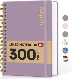 Lined Spiral Notebook Journal for Work, 300 Pages Thick B5 (7.1"X10") College Ruled Journal for Women & Writing, Hardcover Notebook for Note Taking, Perfect for Office Home School Supplies, Purple Taja