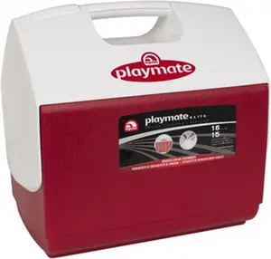 IGLOO 16 Qt Portable Plastic Ice Chest Cooler - Red/White, Push Button Lid, Outdoor Camping Supplies for Sports, Hiking