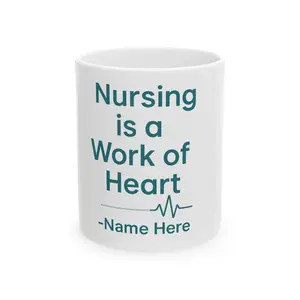 Nursing Appreciation Ceramic Mug, Personalized Gift for Nurses, Heartbeat Design, Coffee Cup, Nursing Gifts for Healthcare Workers