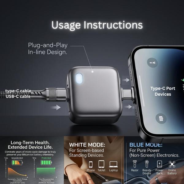 AI Physical-Disconnect Battery Guard, Smart Auto-Eject Charging Protector for iPhone, iPad & Android, 140W High-Speed In-line Bridge for Battery Health & Home Safety,Charging Separator ,Phone and Charging Cable Separation Tool AI Physical-Disconnect Battery Guard, Smart Auto-Eject Charging Protector for iPhone, iPad & Android, 140W High-Speed In-line Bridge for Battery Health & Home Safety,Charging Separator ,Phone and Charging Cable Separation Tool