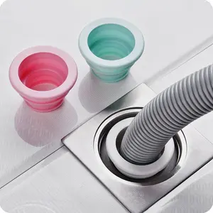 5pc White Drain Plug, Sewer Pipe Sealing Ring Connector, Kitchen Pipe Sewer Washing Machine Drain, Anti-odor Silicone Floor Drain Sealing Plug