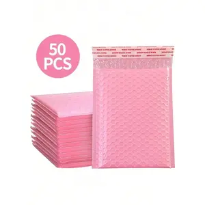 20/50pcs Pink Composite Pearlescent Film Bubble Bag Pink Garment Packaging Express Bag Thickened Envelope Foam Waterproof Bubble Bag