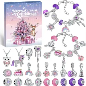 24-Piece DIY Bead Bracelet Kit for Girls Aged 6-10, Includes 22 Accessories & 2 Bracelets, Perfect Creative Gift Idea! Bracelet Making