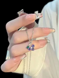 Alloy Fruit Grape Necklace, Cool Delicate Texture, Elegant Simple Choker, Perfect Gift for Girlfriend and Best Friend